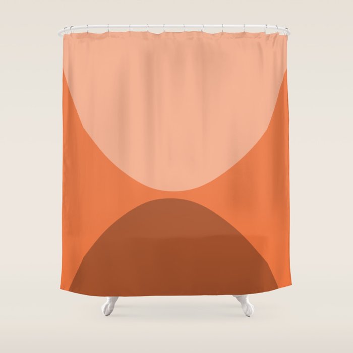 Only Connect - Orange Clay Blush Minimalist Mid-Century Modern Abstract Shower Curtain Gallery Image 1