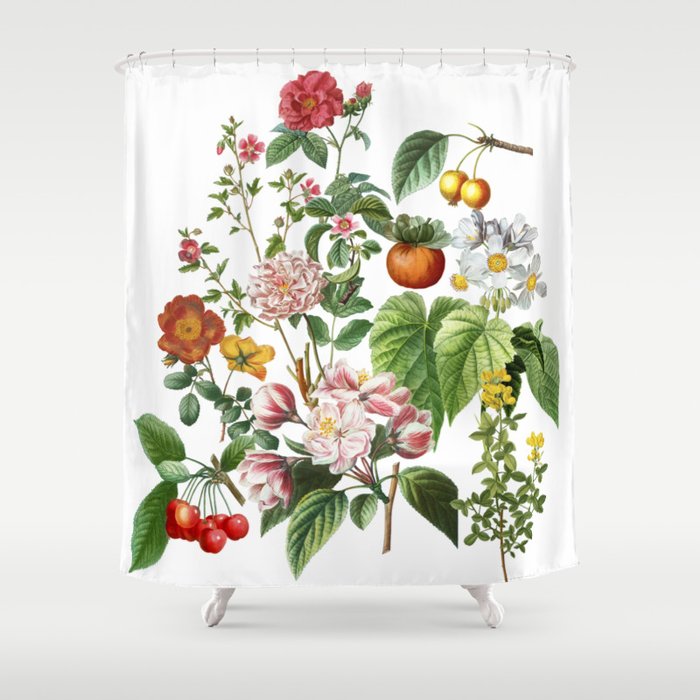 Persimmon Botanical Bloom Shower Curtain Gallery Image 1
