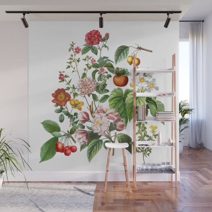 Persimmon Botanical Bloom Wall Mural Gallery Image 1