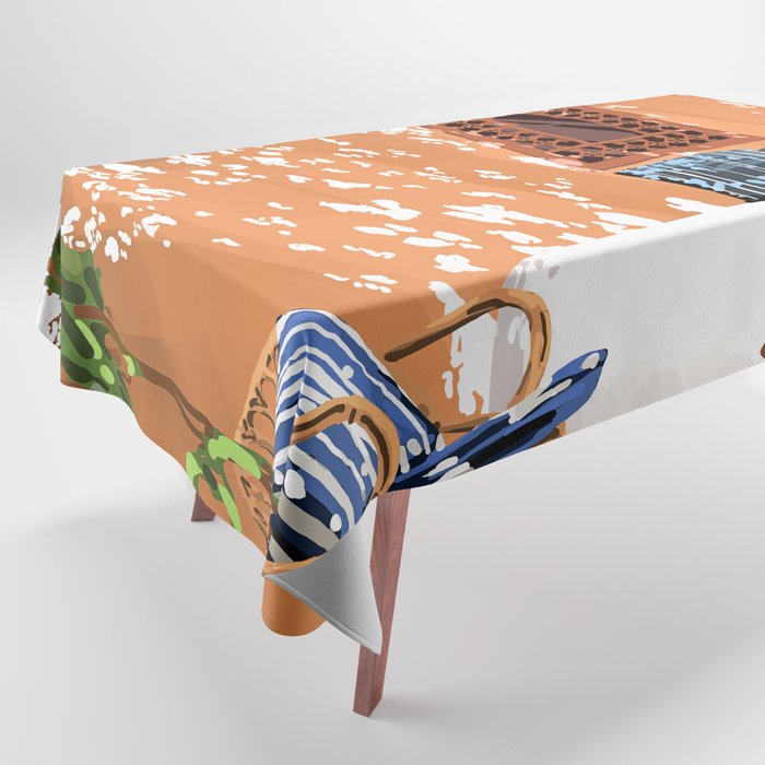 A Relaxed Afternoon | Tropical Summer Architecture | Buildings India Travel Bohemian Décor Painting Tablecloth Gallery Image 1