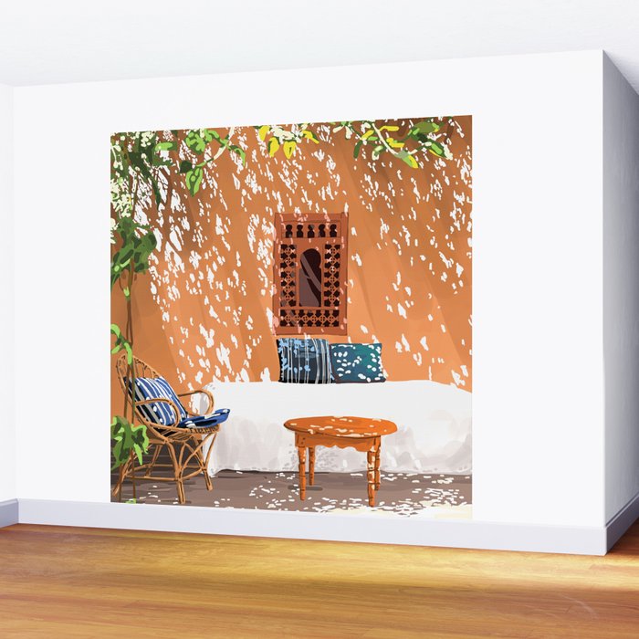 A Relaxed Afternoon | Tropical Summer Architecture | Buildings India Travel Bohemian Décor Painting Wall Mural Gallery Image 2
