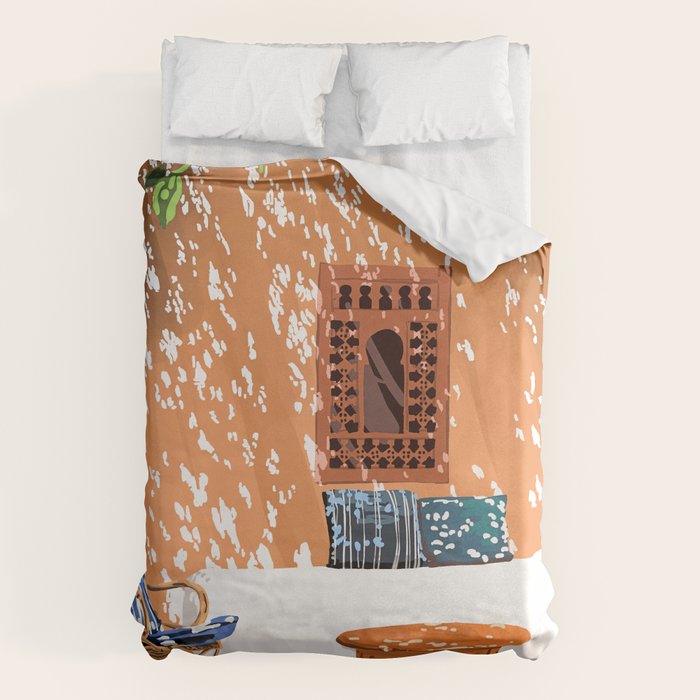 A Relaxed Afternoon | Tropical Summer Architecture | Buildings India Travel Bohemian Décor Painting Duvet Cover Gallery Image 6