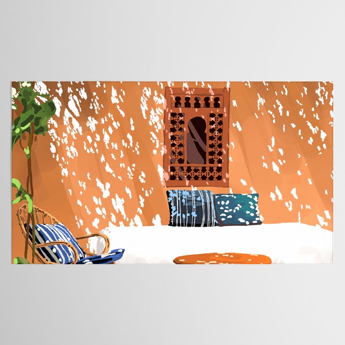 A Relaxed Afternoon | Tropical Summer Architecture | Buildings India Travel Bohemian Décor Painting Tablecloth Gallery Image 2