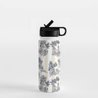 Toile de Jouy Vintage French Beige Cream & White Stripe Water Bottle Gallery Image 1
