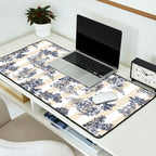 Toile de Jouy Vintage French Beige Cream & White Stripe Desk Mat Gallery Image 2