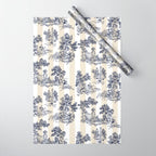 Toile de Jouy Vintage French Beige Cream & White Stripe Wrapping Paper Gallery Image 1