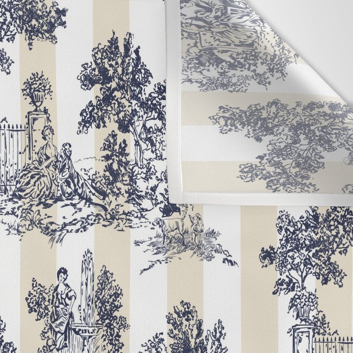 Toile de Jouy Vintage French Beige Cream & White Stripe Wall Tapestry Gallery Image 3