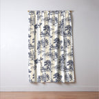 Toile de Jouy Vintage French Beige Cream & White Stripe Window Curtain Gallery Image 3