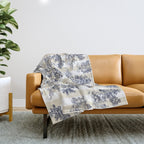 Toile de Jouy Vintage French Beige Cream & White Stripe Throw Blanket Gallery Image 1