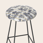 Toile de Jouy Vintage French Beige Cream & White Stripe Stool Gallery Image 2