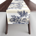 Toile de Jouy Vintage French Beige Cream & White Stripe Table Runner Gallery Image 1