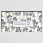 Toile de Jouy Vintage French Beige Cream & White Stripe Desk Mat Gallery Image 1