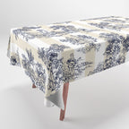 Toile de Jouy Vintage French Beige Cream & White Stripe Tablecloth Gallery Image 1