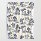 Toile de Jouy Vintage French Beige Cream & White Stripe Poster Gallery Image 4