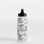 Toile de Jouy Vintage French Beige Cream & White Stripe Water Bottle Gallery Image 3