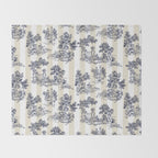Toile de Jouy Vintage French Beige Cream & White Stripe Throw Blanket Gallery Image 2
