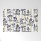 Toile de Jouy Vintage French Beige Cream & White Stripe Welcome Mat Gallery Image 1