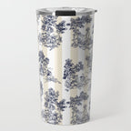 Toile de Jouy Vintage French Beige Cream & White Stripe Travel Mug Gallery Image 1