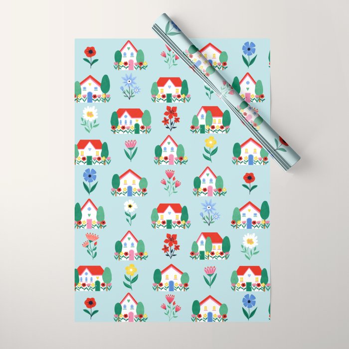 Spring Houses Wrapping Paper Gallery Image 1