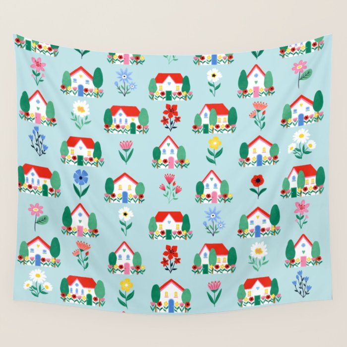 Spring Houses Wall Tapestry Gallery Image 1