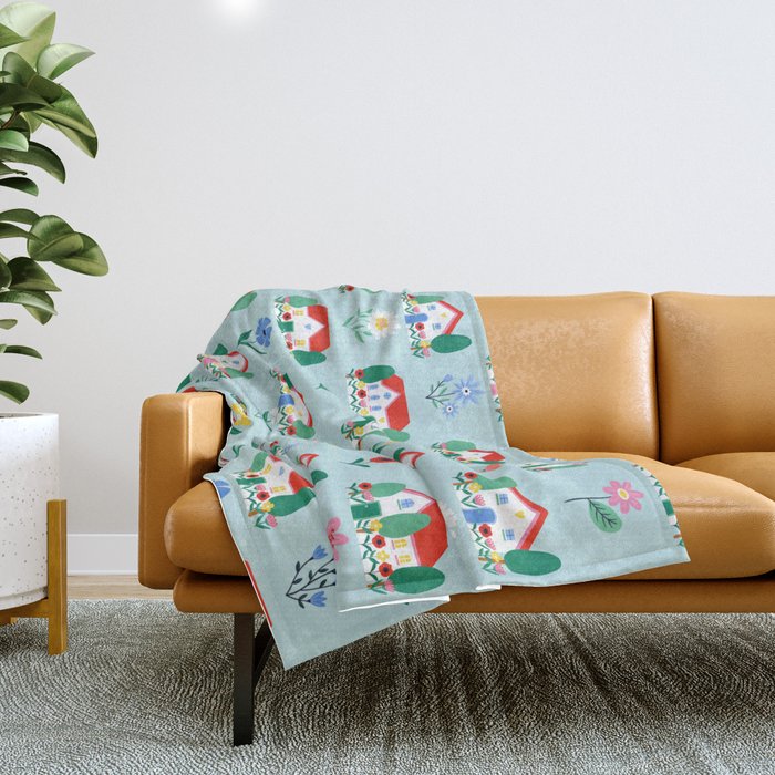 Spring Houses Throw Blanket Gallery Image 1