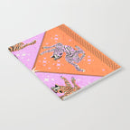 Retro vintage flying tiger geometric illustration in pink and orange background  Notebook Gallery Image 2