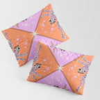 Retro vintage flying tiger geometric illustration in pink and orange background  Pillow Sham Gallery Image 3