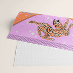 Retro vintage flying tiger geometric illustration in pink and orange background  Wrapping Paper Gallery Image 2