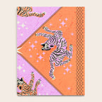 Retro vintage flying tiger geometric illustration in pink and orange background  Notebook Gallery Image 4