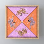 Retro vintage flying tiger geometric illustration in pink and orange background  Mini Art Print Gallery Image 1