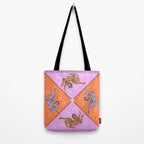 Retro vintage flying tiger geometric illustration in pink and orange background  Tote Bag Gallery Image 2