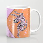 Retro vintage flying tiger geometric illustration in pink and orange background  Coffee Mug Gallery Image 1
