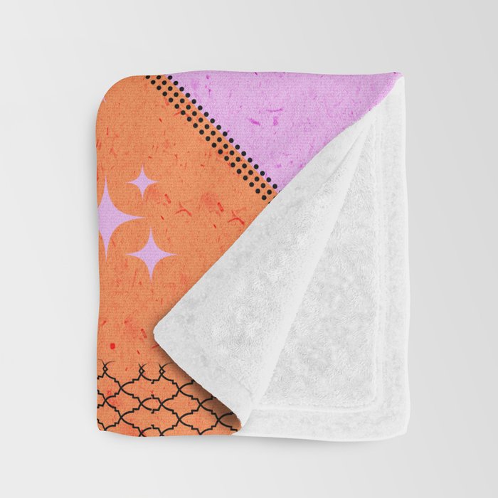 Retro vintage flying tiger geometric illustration in pink and orange background  Throw Blanket Gallery Image 3