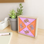 Retro vintage flying tiger geometric illustration in pink and orange background  Mini Art Print Gallery Image 2