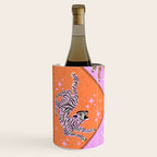 Retro vintage flying tiger geometric illustration in pink and orange background  Wine Chiller Gallery Image 2