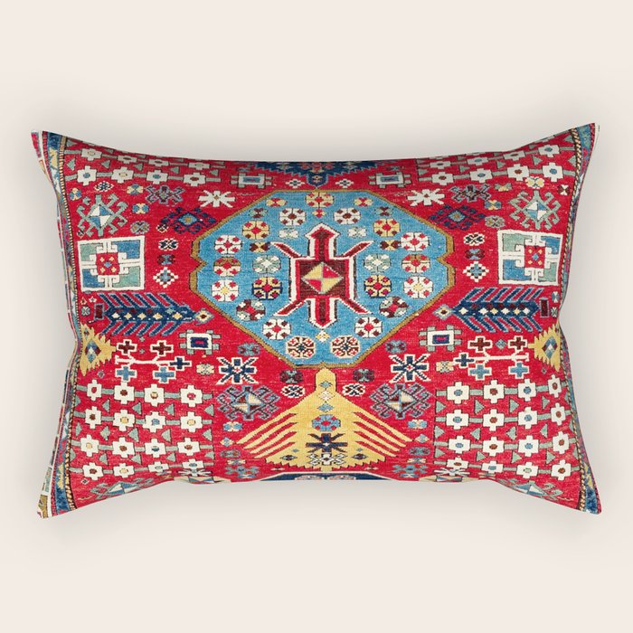 Moghan Azerbaijan South East Caucasus Rug Print Rectangular Pillow Gallery Image 2