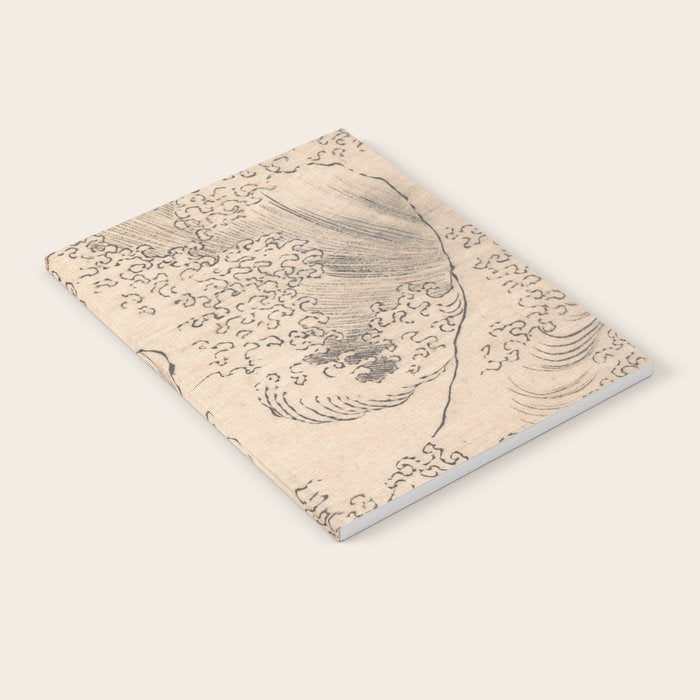 Wave by Katsushika Hokusai 1760-1849 Japanese Woodblock Allover Pattern Black and Tan Ink Drawing Notebook Gallery Image 1