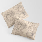 Wave by Katsushika Hokusai 1760-1849 Japanese Woodblock Allover Pattern Black and Tan Ink Drawing Pillow Sham Gallery Image 3