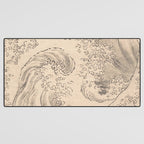 Wave by Katsushika Hokusai 1760-1849 Japanese Woodblock Allover Pattern Black and Tan Ink Drawing Desk Mat Gallery Image 3