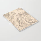 Wave by Katsushika Hokusai 1760-1849 Japanese Woodblock Allover Pattern Black and Tan Ink Drawing Notebook Gallery Image 3