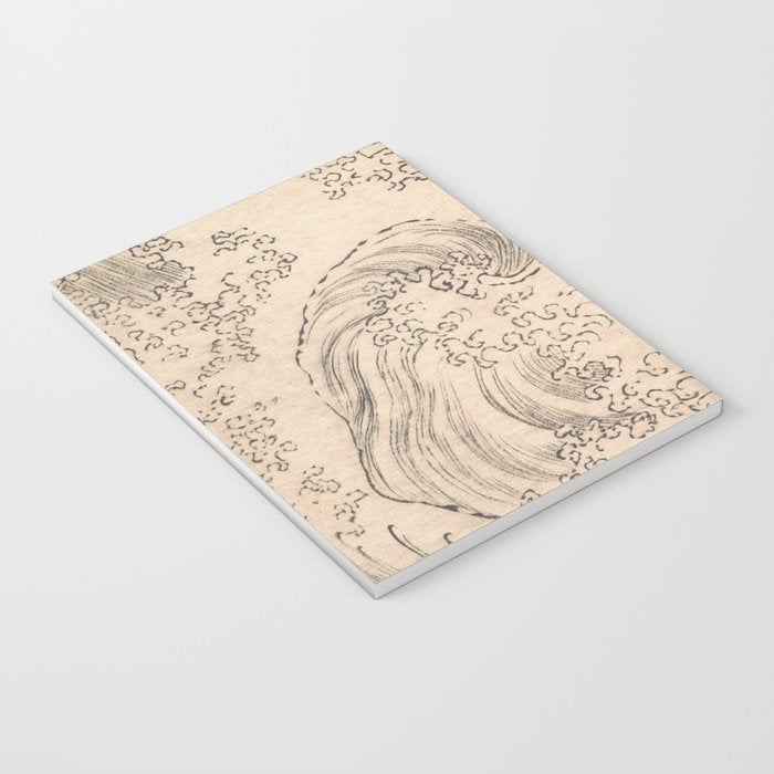 Wave by Katsushika Hokusai 1760-1849 Japanese Woodblock Allover Pattern Black and Tan Ink Drawing Notebook Gallery Image 3
