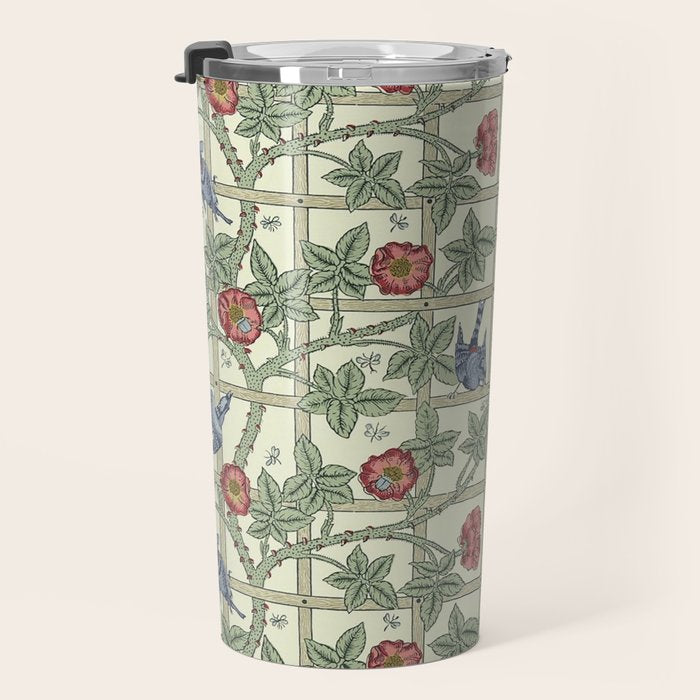 William Morris Trellis Ivory Brick Travel Mug Gallery Image 3