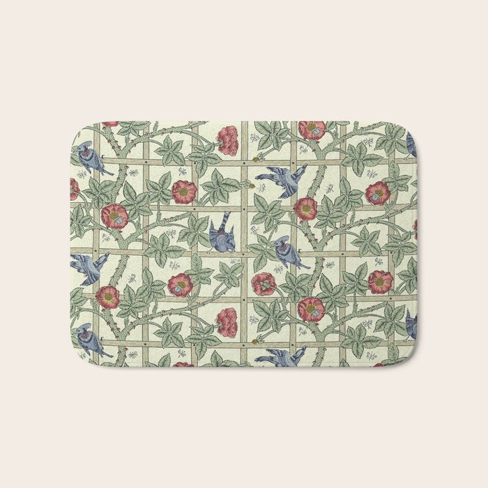 William Morris Trellis Ivory Brick Bath Mat Gallery Image 1