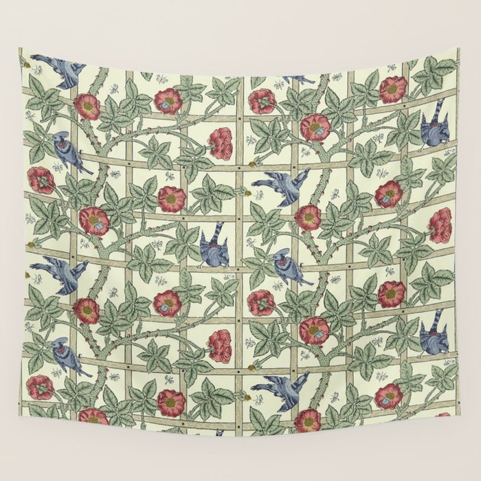 William Morris Trellis Ivory Brick Wall Tapestry Gallery Image 4