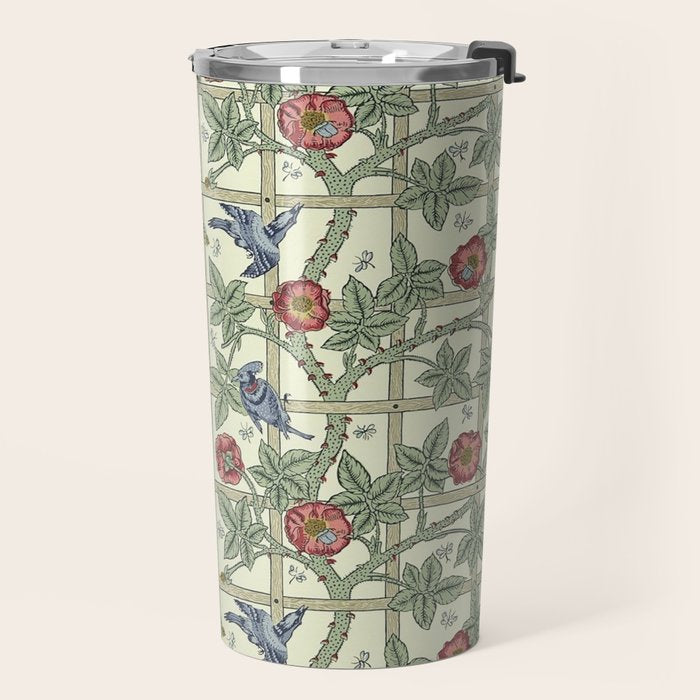 William Morris Trellis Ivory Brick Travel Mug Gallery Image 2