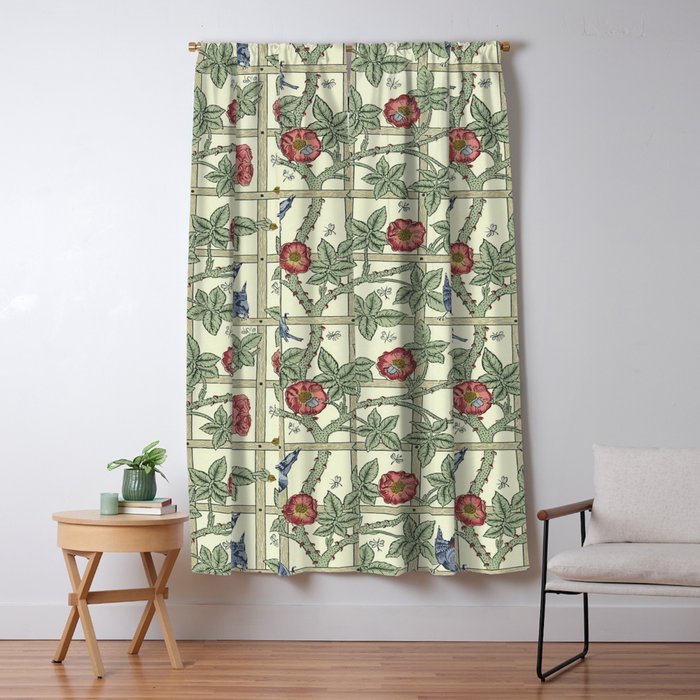 William Morris Trellis Ivory Brick Window Curtain Gallery Image 1