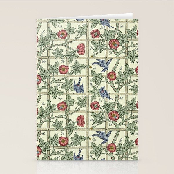 William Morris Trellis Ivory Brick Stationery Card Gallery Image 2