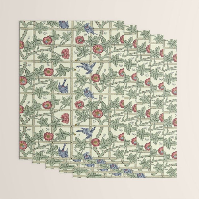 William Morris Trellis Ivory Brick Wrapping Paper Gallery Image 3