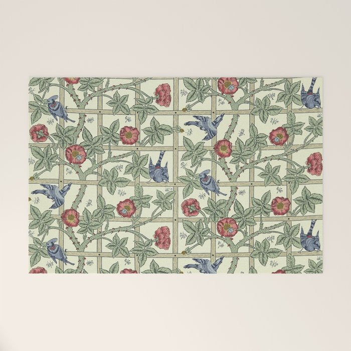 William Morris Trellis Ivory Brick Welcome Mat Gallery Image 1
