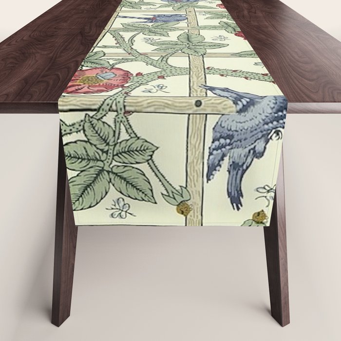 William Morris Trellis Ivory Brick Table Runner Gallery Image 1